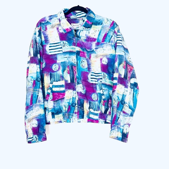 VNTG QUANTUM by Hanasport Abstract Activewear WindbreakerJacket Sz M - Picture 1 of 2